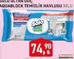 SOLO ULTRA GÜÇ AQUABLOCK TEMİZLİK HAVLUSU 30'LU fiyat ve kampanya bilgisi